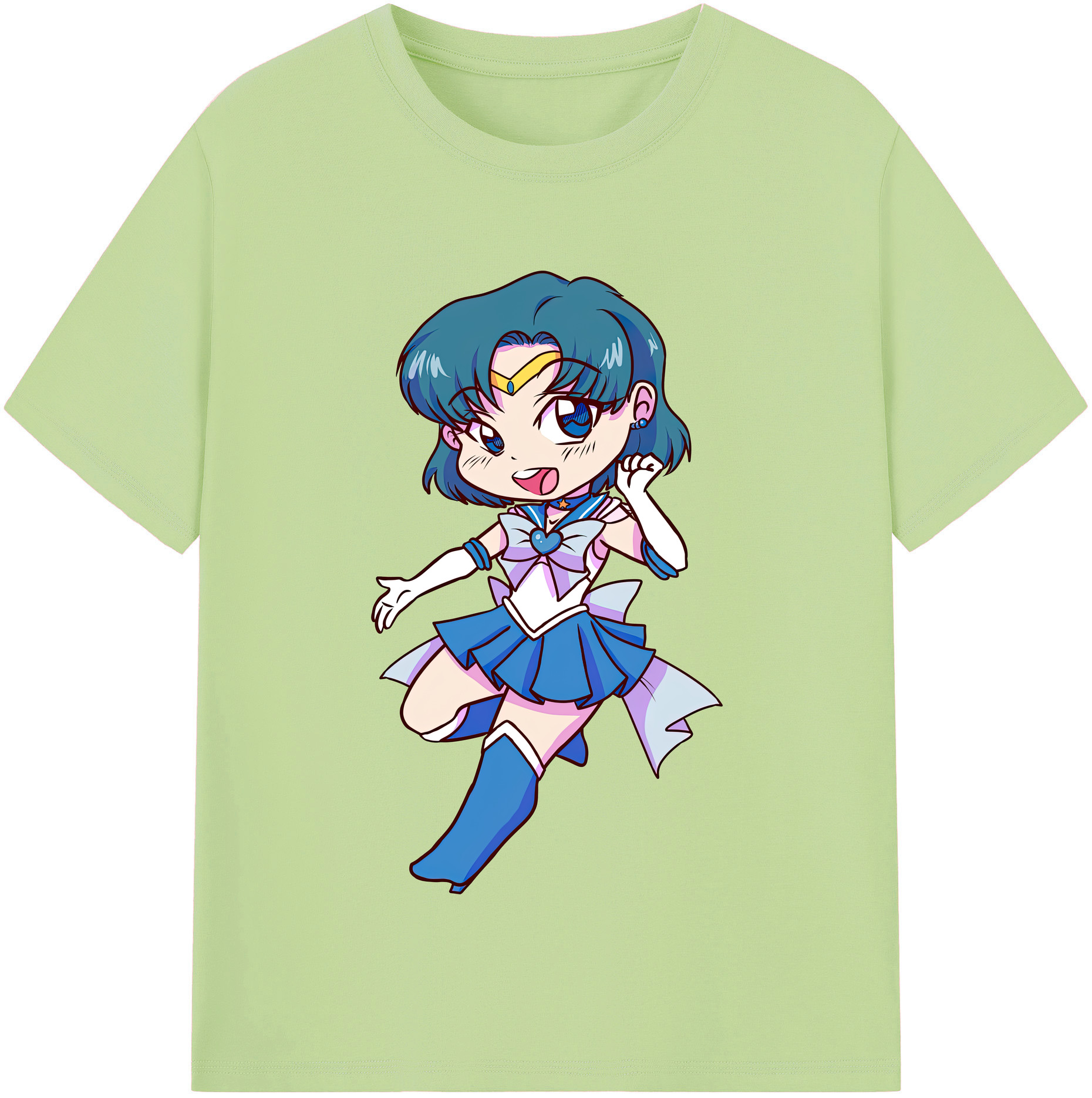 （画像用） 美少女戦士セーラームーン 水野 亜美 みずの あみ Sailor Moon Mizuno Ami 綿100％半袖Tシャツ（フロントプリント）